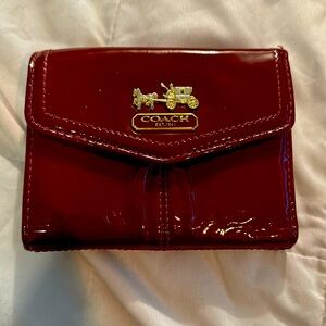 Red patent leather coach wallet
